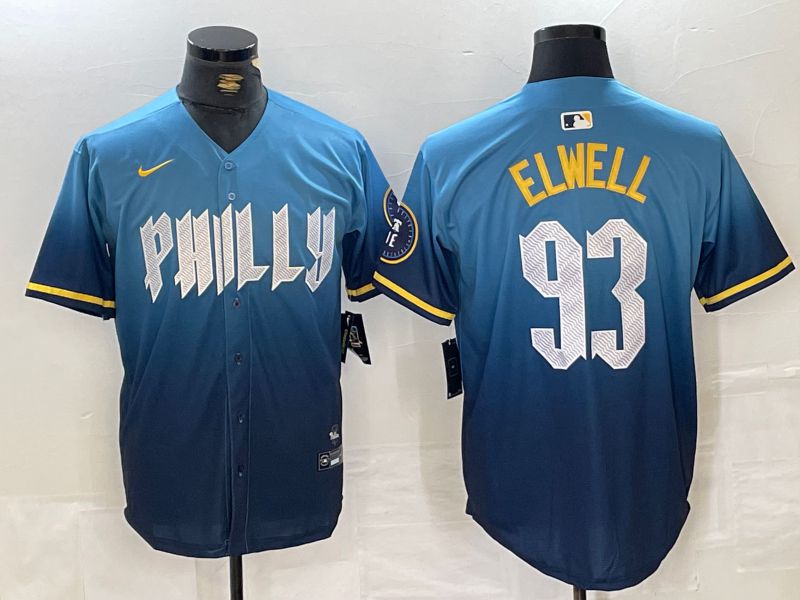 Men Philadelphia Phillies 93 Elwell Blue City Edition 2024 Nike MLB Jersey style 4